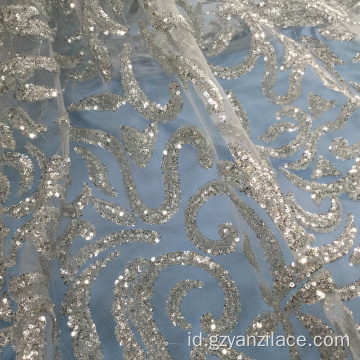 Vantage Grey Sequin Embroidery Tulle Lace